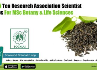 Tea Research Association Vacancies