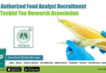 FSSAI Authorized Food Analyst Recruitment at Tocklai Tea Research Association Tea Research Association Vacancy