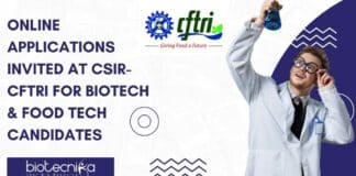 CFTRI MTech Biotech Job