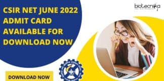 CSIR Admit Card 2022