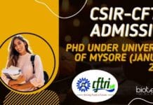 CSIR-CFTRI Admission – PhD Under University of Mysore (January 2023) CSIR-CFTRI Admission Jan 2023