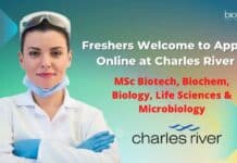 Freshers Welcome to Apply Online at Charles River – MSc Biotech, Biochem, Biology, Life Sciences & Microbiology Charles River Freshers Jobs