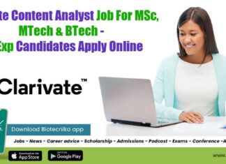 Clarivate Content Analyst Vacancy, 0-2 Exp Candidates Apply Online