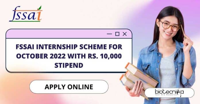 FSSAI Internship 2022 October Scheme, Apply Online