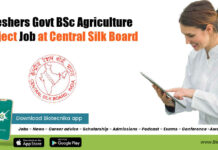 Freshers Govt BSc Agriculture Project Job at Central Silk Board Freshers Govt BSc Agriculture