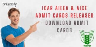 ICAR Exam 2022 Admit Cards