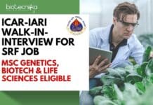 ICAR-IARI Walk-In-Interview For SRF Job – MSc Genetics, Biotech & Life Sciences Eligible ICAR-IARI Walk-In-Interview