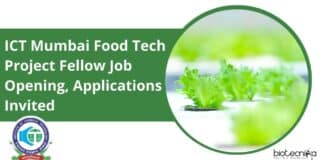 ICT Mumbai Food Tech Project Fellow Job Opening, Applications Invited