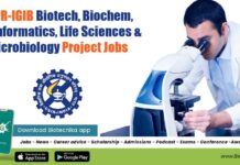 CSIR-IGIB Biotech, Biochem, Bioinformatics, Life Sciences & Microbiology Project Jobs IGIB Research Openings 2022