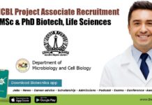 IISc-MCBL Project Associate Recruitment For MSc & PhD Biotech, Life Sciences IISc Jobs 2022