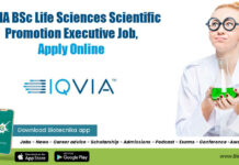 IQVIA BSc Life Sciences Scientific Promotion Executive Job, Apply Online IQVIA BSc Job Vacancy