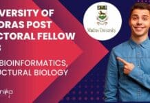 University of Madras Post Doctoral Fellow Job For Bioinformatics, Structural Biology Madras University Postdoc Job