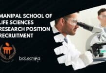Manipal School of Life Sciences Research Position Recruitment Manipal Research Position