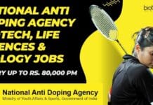 National Anti Doping Agency Biotech, Life Sciences & Biology Jobs With Salary Up To Rs. 80,000 pm NADA Jobs For Biotech