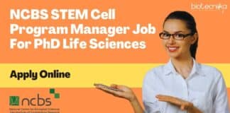 NCBS PhD Jobs 2022