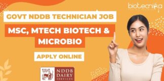 Govt NDDB Vacancy For Biotech, Microbiology For MSc & MTech