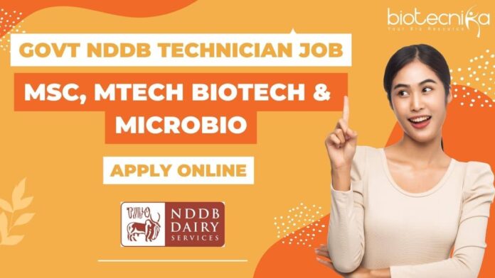 Govt NDDB Vacancy For Biotech, Microbiology For MSc & MTech