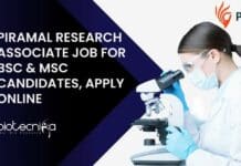 Piramal Research Associate Job For BSc & MSc Candidates, Apply Online Piramal Research Associate Job