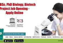 RCB BSc, PhD Biology, Biotech Project Job Opening – Apply Online RCB BSc Biology Job