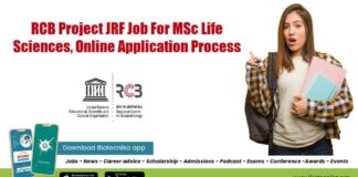 RCB MSc JRF Job