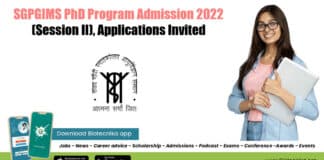 SGPGIMS PhD Admission 2022
