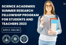 Science Academies Summer Research Fellowship Program for Students and Teachers 2023 SRFP 2023 - Summer Research Fellowship Program 2023