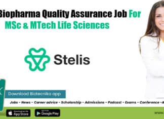 Stelis Biopharma QA Job