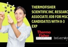 ThermoFisher Scientific Inc. Research Associate Job For MSc Candidates With 0-3 Exp ThermoFisher Scientific Inc. Research