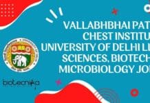 Vallabhbhai Patel Chest Institute University of Delhi Life Sciences, Biotech & Microbiology Jobs VPCI University of Delhi