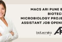 MACS ARI Pune BSc Biotech & Microbiology Project Assistant Job Opening ARI Pune BSc Job