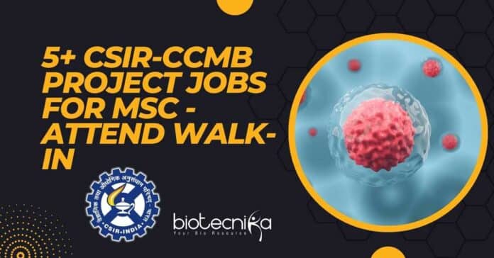CCMB Project Vacancies 2022