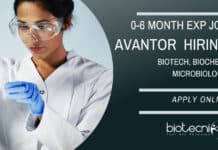Avantor Job For Biotech, Biochem, Microbiology : 0-6 Months Experience Required | Apply Online Avantor Biotech Freshers Job