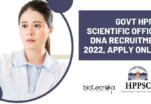 Govt HPPSC Scientific Officer DNA Recruitment 2022, Apply Online Govt HPPSC Job Opening