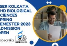 IISER Kolkata PhD Biological Sciences Spring Semester 2023 Admission Open IISER-K PhD Admission 2023