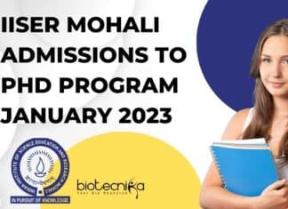 IISER Mohali Admission 2023