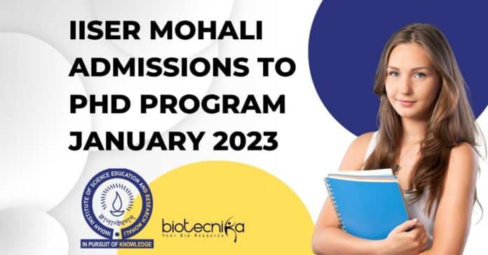 IISER Mohali Admission 2023