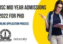 IISc Mid Year Admissions 2022 For PhD – Online Application Process IISc PhD Admission 2022