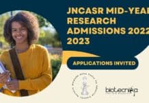 JNCASR Mid-Year Research Admissions 2022-2023, Applications Invited JNCASR Mid-Year Research Admissions