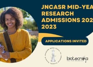 JNCASR Mid-Year Research Admissions