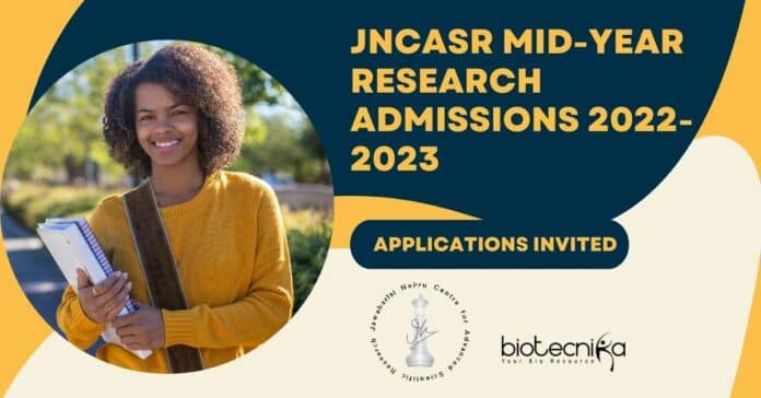 JNCASR Mid-Year Research Admissions