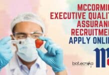 McCormick Executive Quality Assurance Recruitment, Apply Online McCormick Executive Quality Assurance