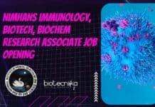 NIMHANS Immunology, Biotech, Biochem Research Associate Job Opening NIMHANS Immunology Research Job