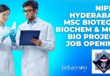 NIPER Hyderabad MSc Biotech, Biochem & Mol Bio Project Job Opening NIPER Project Job Opening