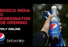 Pepsico India QC Coordinator Job Opening, Apply Online Pepsico India QC Coordinator
