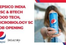 Pepsico India MSc & BTech Food Tech, Microbiology SC Job Opening Pepsico QC Job Opening