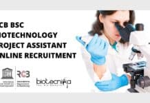 RCB BSc Biotechnology Project Assistant Online Recruitment RCB BSc Biotech Job