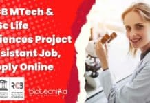 RCB MTech & MSc Life Sciences Project Assistant Job, Apply Online RCB MTech Life Sciences Job