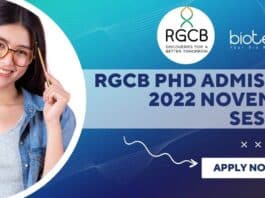 RGCB PhD Admissions 2022