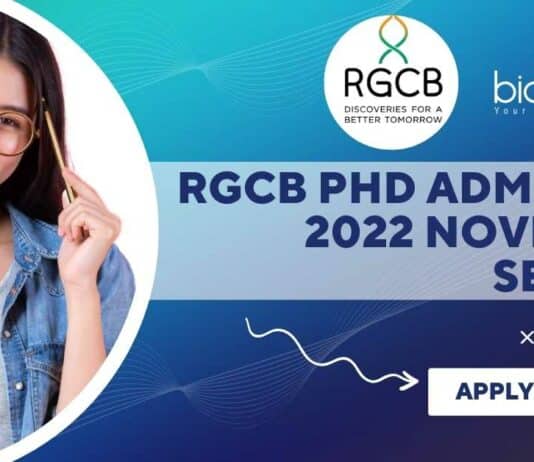 RGCB PhD Admissions 2022