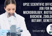 UPSC Scientific Officer Job For MSc Microbiology, Biotech, Biochem, Zoology, Botany, Genetics UPSC Job Opening 2022